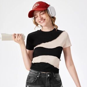 Stylish Black and Cream Women's Top